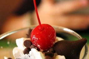 delicious appetizing cherry chocolate sweet dessert