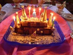 cake with candles at a children's party