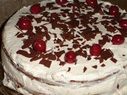 Black Forest Cake with Cream and Cherry