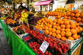 vegetable and fruits market in venice strawberry grapes oranges