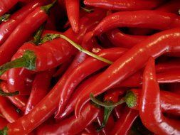 Red chili pepperoni in a pile