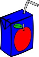 clipart of blue juice box with apple on side