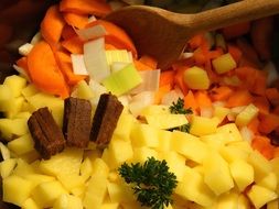 stew vegetables for a soup