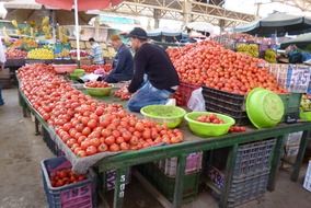 many tomatoes in the vegetable market