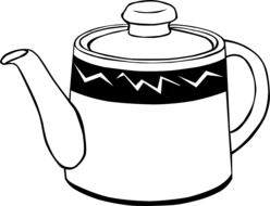 teapot vessel black and white drawing