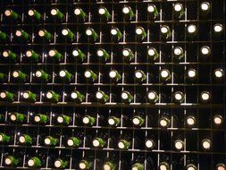 wine bottles on a wine shelf