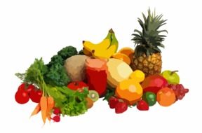 variety of fruits and vegetables as a graphic image