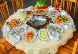 colorful chafing dish gourmet scene
