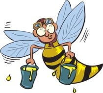 funny bee with honey as a graphic image