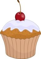 cupcake with cherry at top drawing