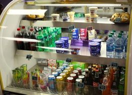 refrigerated display case with beverages