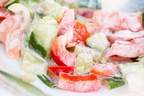 vegetables salad with sour cream