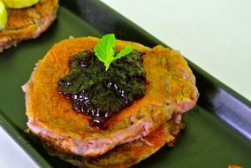 pancake with blueberry jam