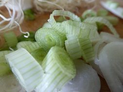 rings of spring onions vegetables tuber for soup