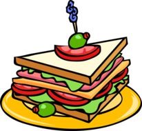 triangle sandwich with cheese and meat, drawing