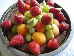 dainty chocolate cake with fruit