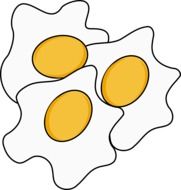 Three yellow and white eggs