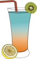 tropical cocktail with lemon and kiwi drawing