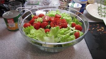 vegetable salad in a glass bowl