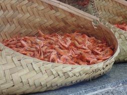 shrimp typical food in basket scene