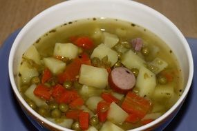 pea soup with sausages