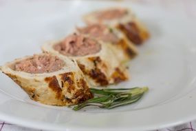 chicken roll on a plate