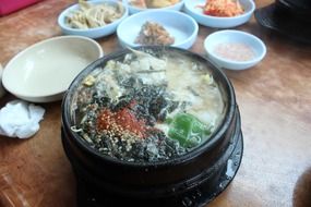 bean sprouts soup with rice