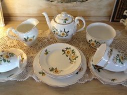 vintage painted procelain tea set