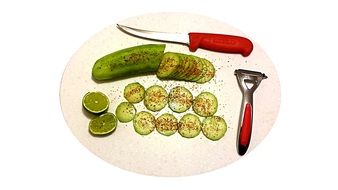 sliced peeled cucumber