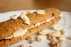 sweet cookies with cashew nuts close-up