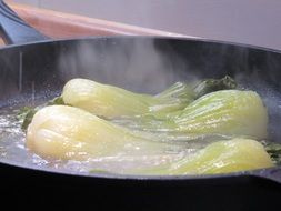 boiled vegetables in a pan