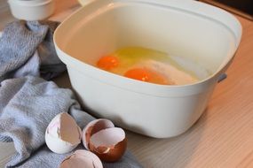 kneading dough made of flour and eggs