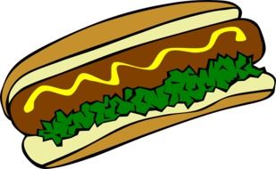 graphic image of a hot dog with greens