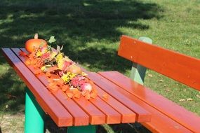 Orange table in autumn