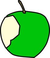 painted bitten green apple as an illustration