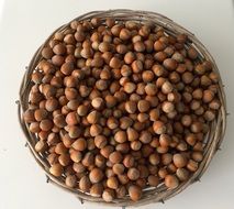 unpeeled hazelnuts in basket