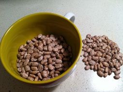 dry brown beans in cup