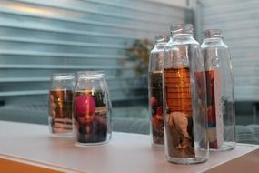 decorative bottles with photos