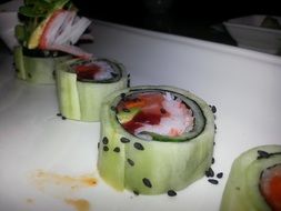 Sushi on a white plate