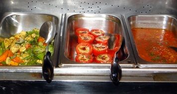 appetizing roasted vegetables in the buffet