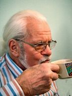 senior man drinking coffee