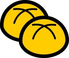 Fresh yellow baked hot bread clipart on white background