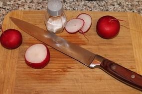 cut radishes with salt