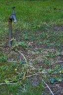 water faucet on a background of grass