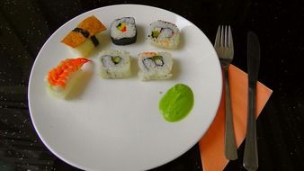 japanese sushi rolls on a plate