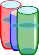 clear water glasses of different colour