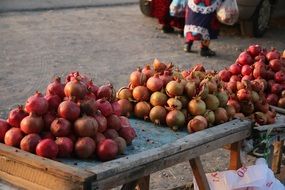 pomegranate on a market stall