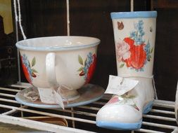 pottery on the counter