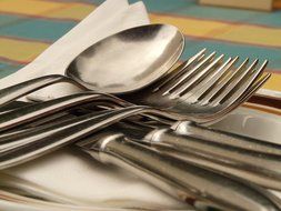 cutlery on a napkin