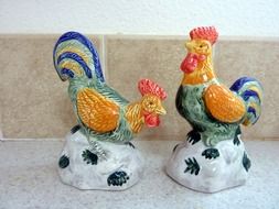 ceramic chicken figures in the kitchen